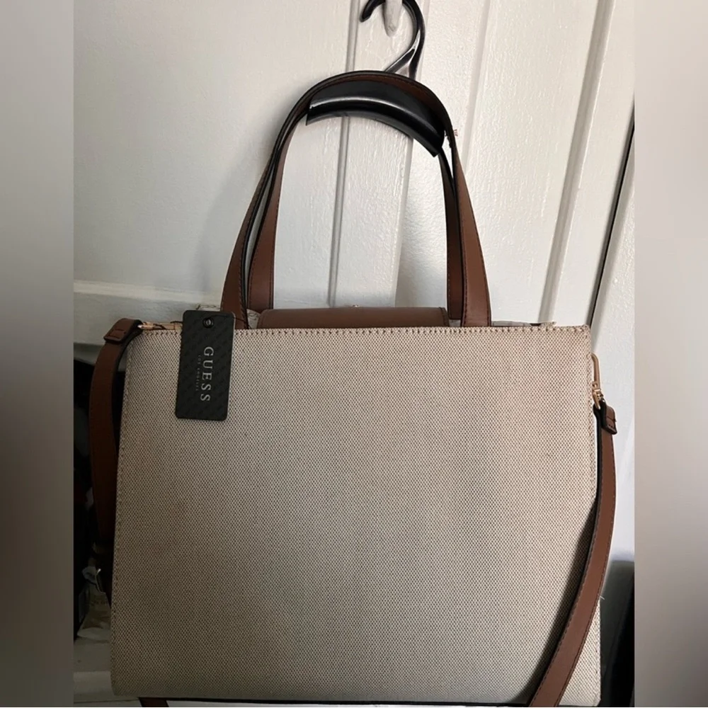 Guess Cream and Brown Logo Tote - Picture 3 of 3